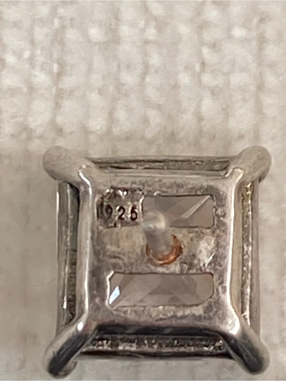 Sterling Silver Square Clear CZ Stud Earrings  925 Sterling Silver